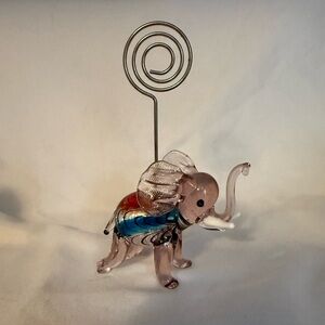 Glass Elephant photo or card holder